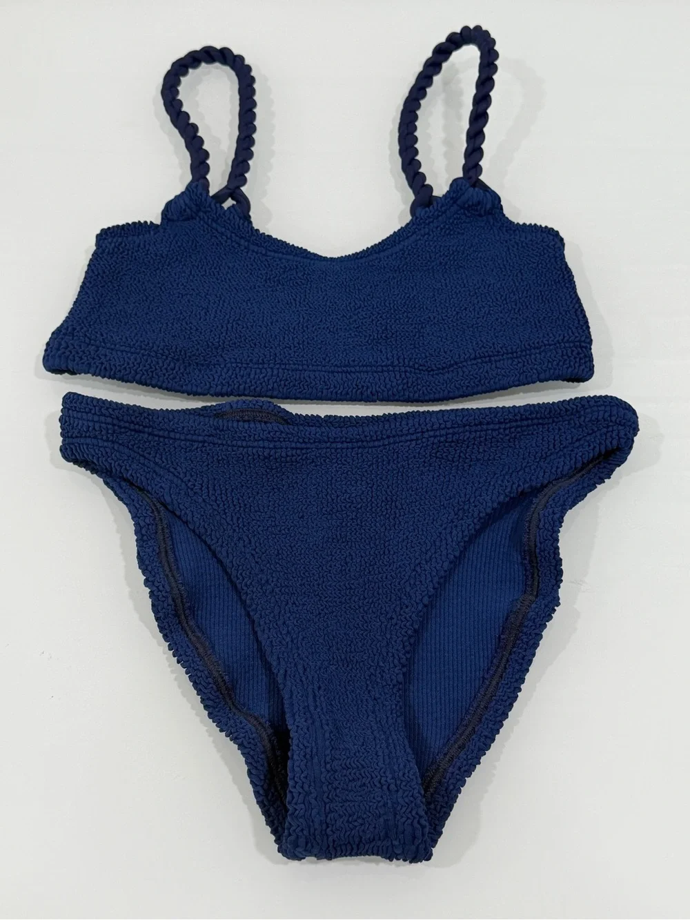 HUNZA G Phoebe Two-Piece Bikini Swimsuit in Navy - One / Size